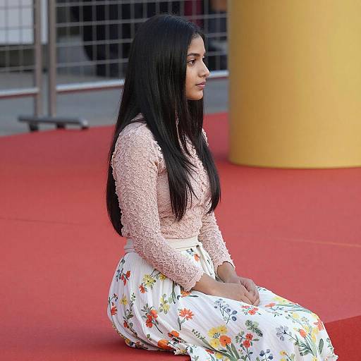 Profile Portrait of Woman on Red Carpet