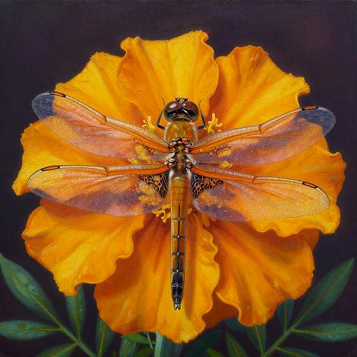 Acrylic Dragonfly with Marigold and Peach
