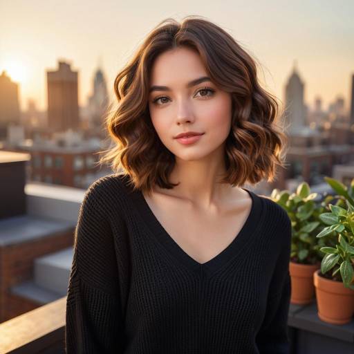 Confident Woman on Rooftop in Soft Light