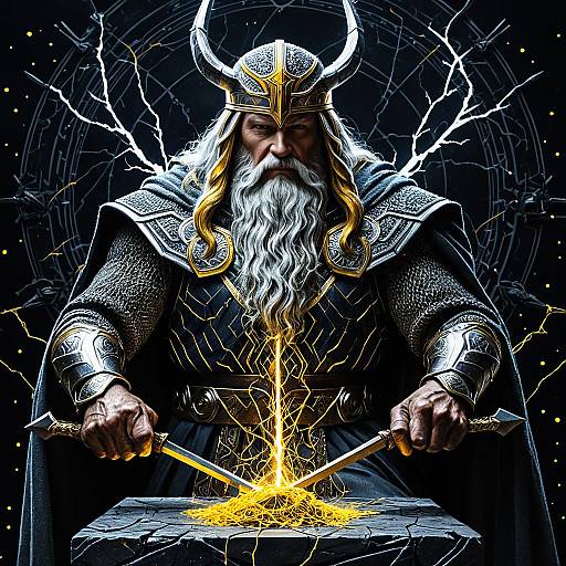 Mythological Odin Forging Neural Network