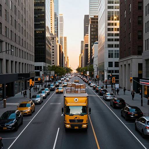 Golden Hour Urban Delivery Scene