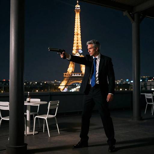 Mysterious Man in Suit at Night