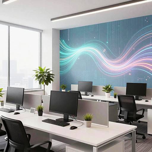 Futuristic Neon Digital Office Wallpapers
