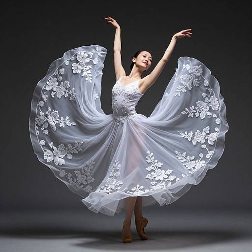 Graceful Dancer in Embroidered Dress