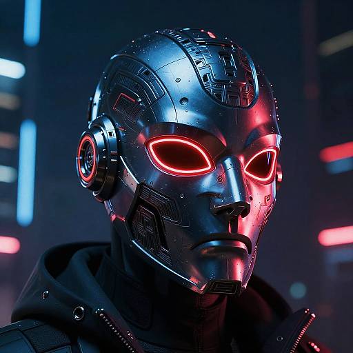 Futuristic Neon Oni Mask Cyberpunk