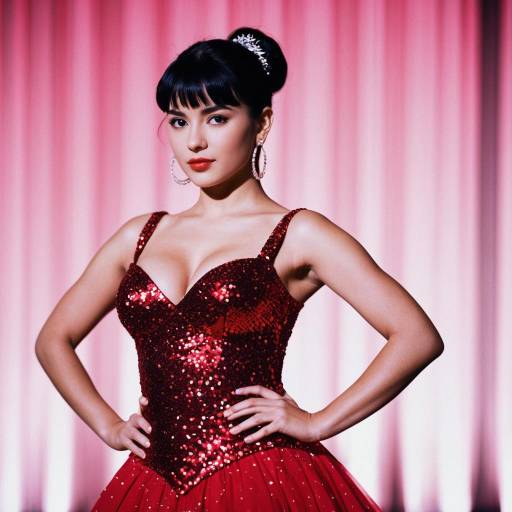 Woman in Red Sparkly Dance Costume