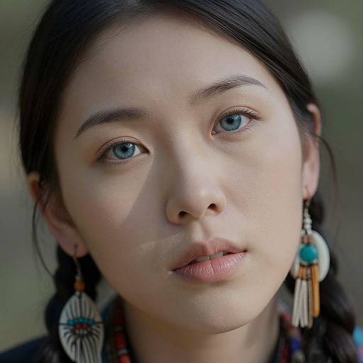 Native American Woman in Worm's-Eye View