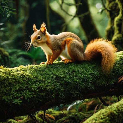 Golden Squirrel and Sleeping Red Fox Scene
