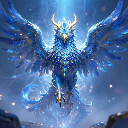Radiant Cerulean Griffin in Fantasy Realism