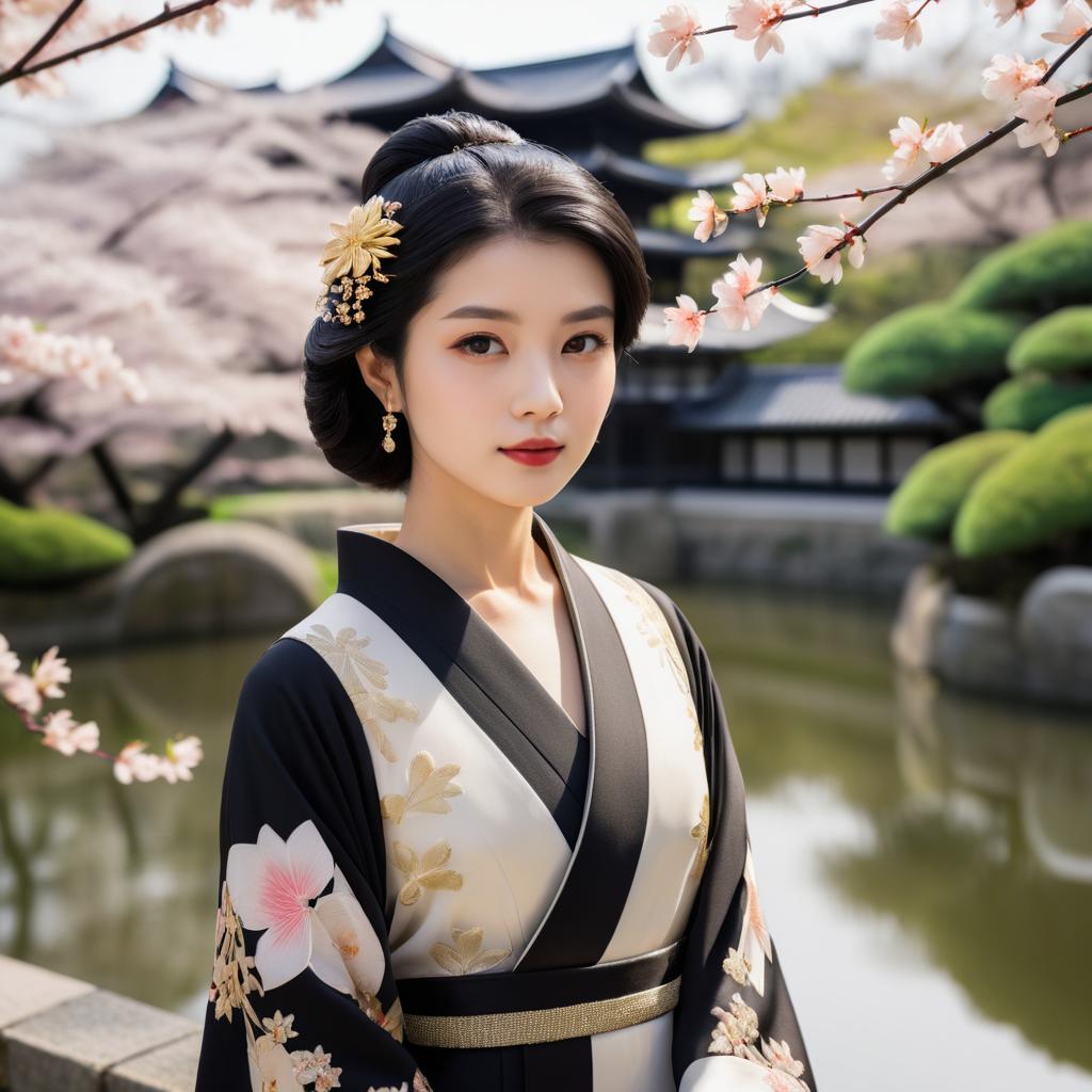 Elegant Japanese Woman in Kyoto Gardens