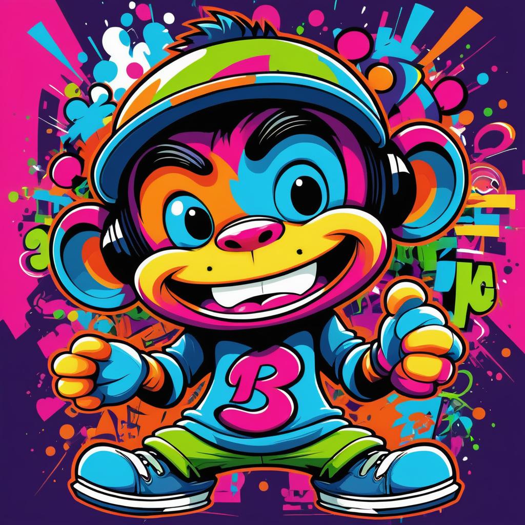 Bold Cartoon Graffiti Monkey Character Art