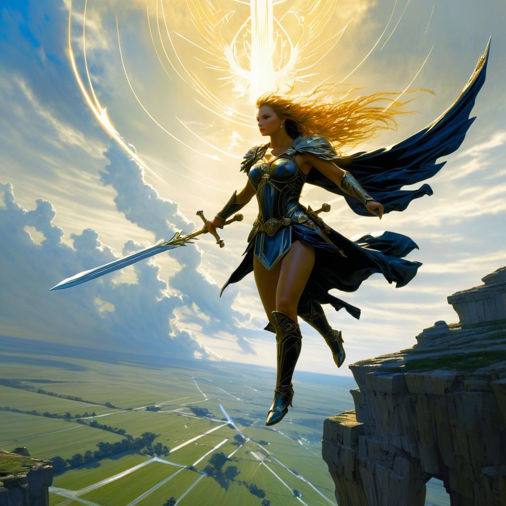 Valkyrie Descending over Battlefield Concept Art