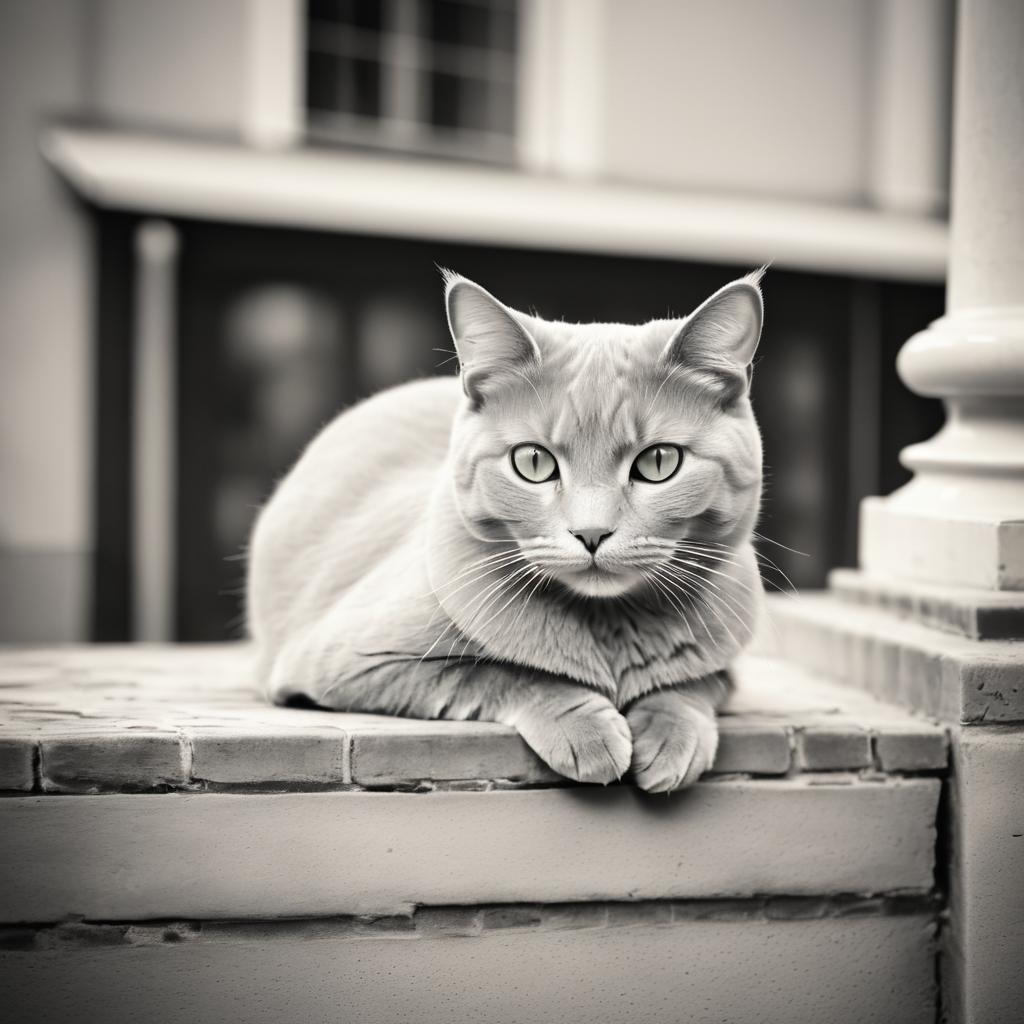 Colorful Vintage Cat in Macro Photography