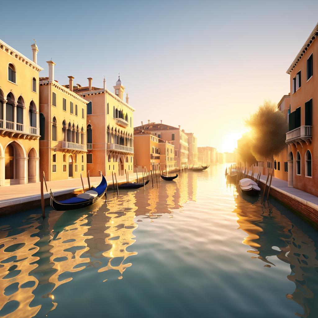 Dreamy Golden Venice Landscape in 3D