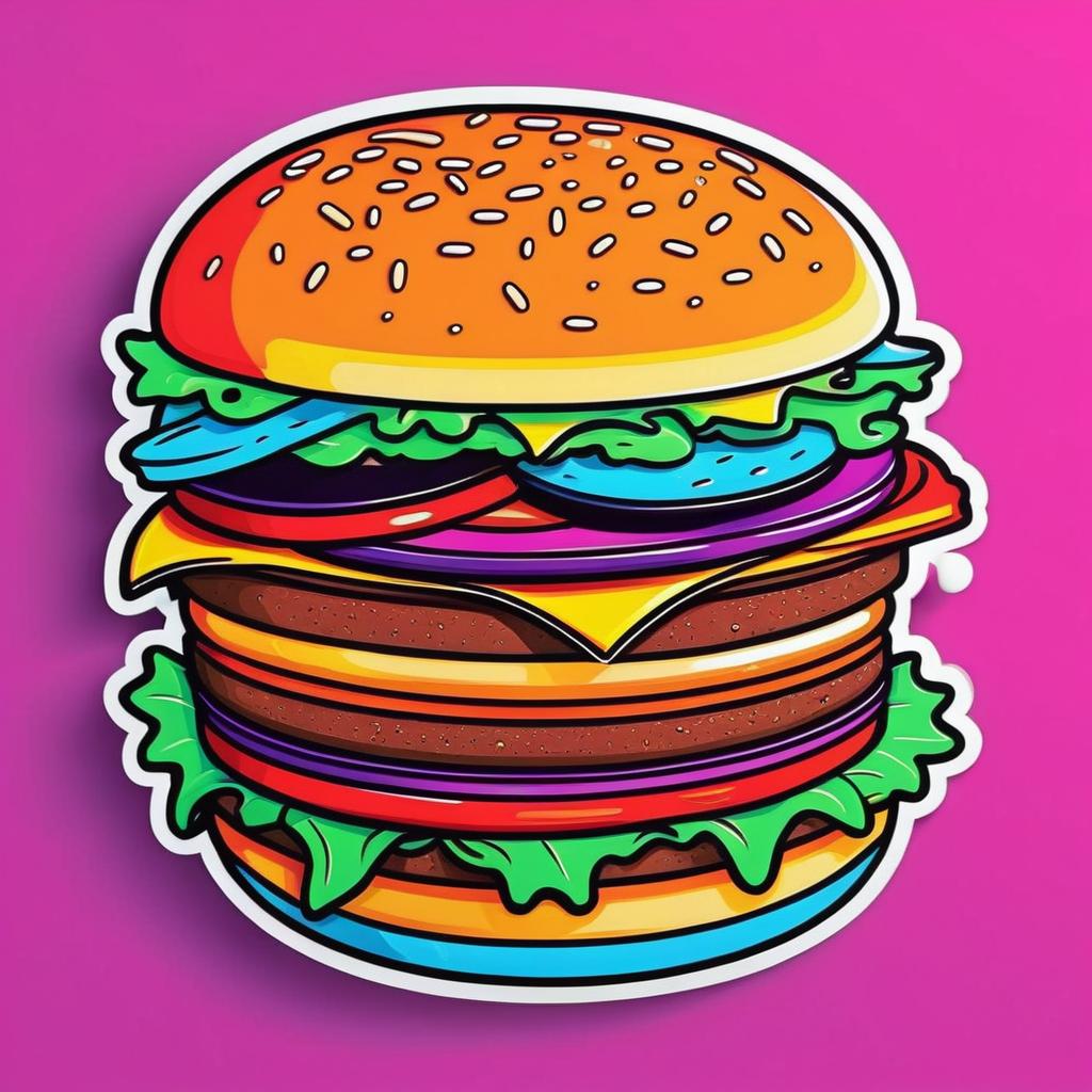 Vibrant Pop Art Burger Sticker Design