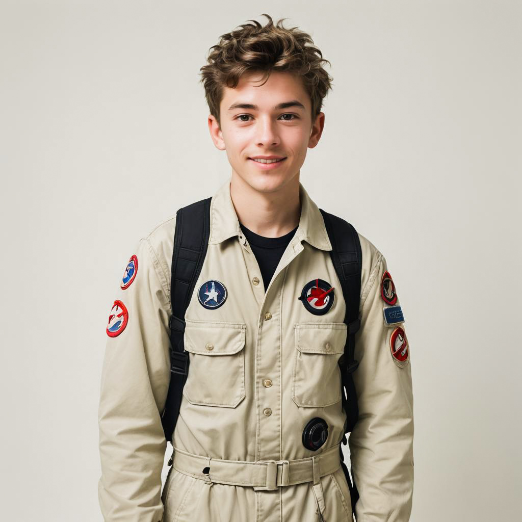 Teenage Boy in Ghostbusters Costume Shoot