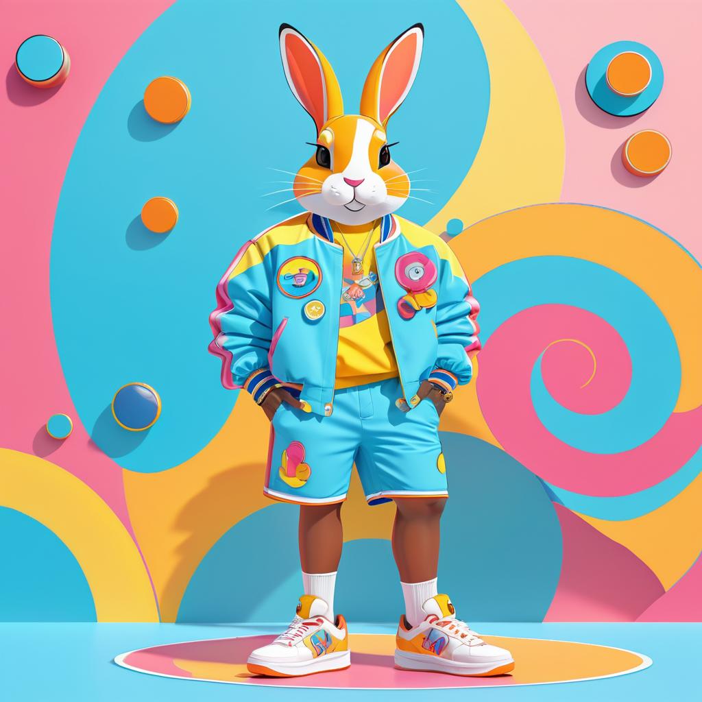 Stylish Cartoon Rabbit in Vibrant Colors