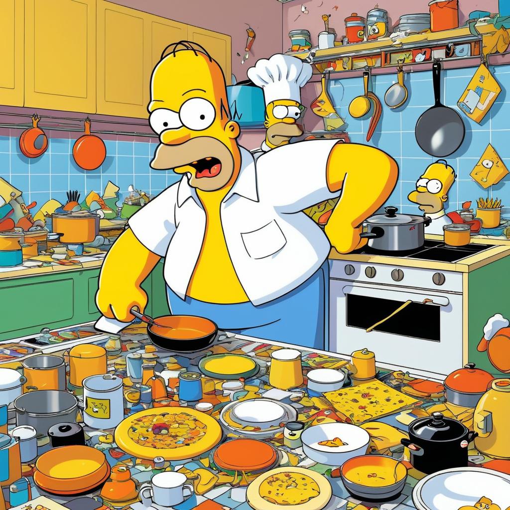 Homer Simpson: A Humorous Kitchen Chaos