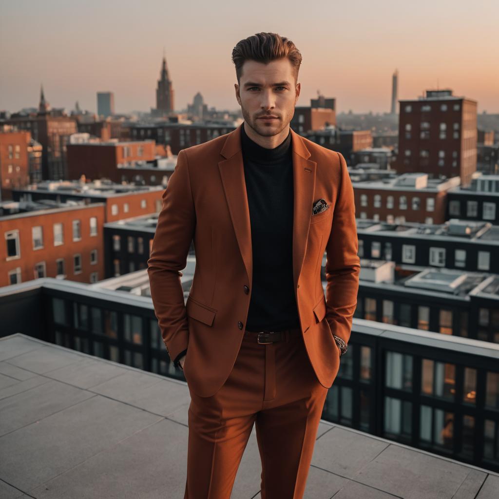 Stylish Athletic Man in Rooftop Setting