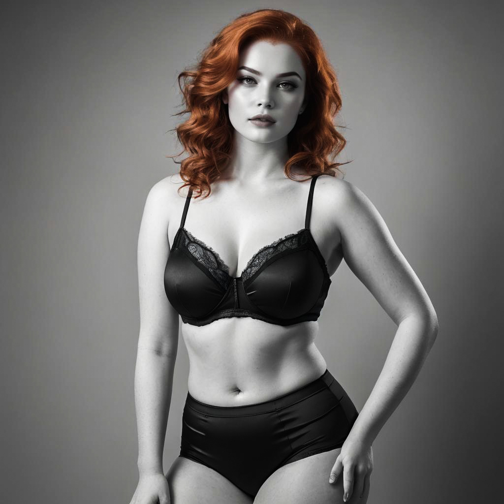 Confident Curvy Model in Artistic Lingerie Shoot