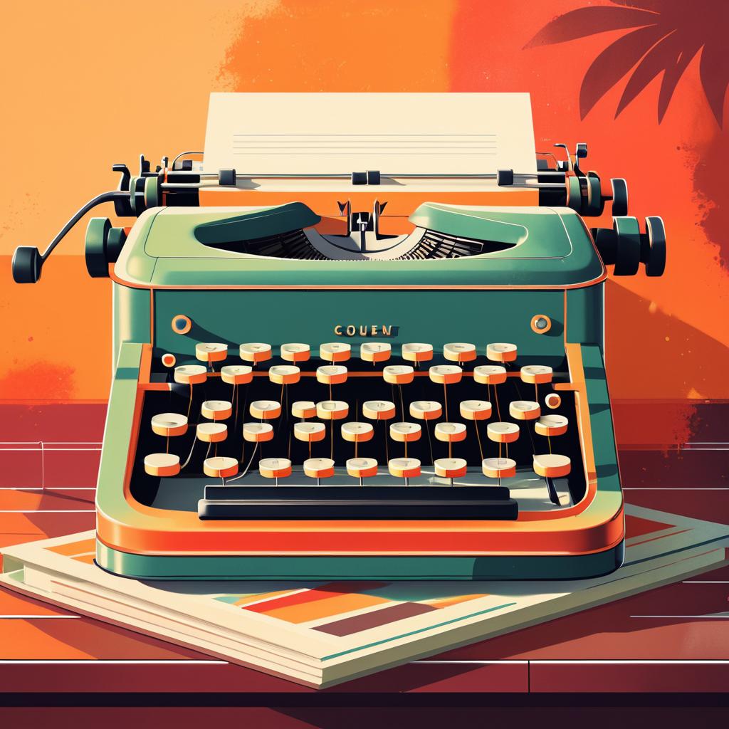 Nostalgic Retro Typewriter Illustration Art