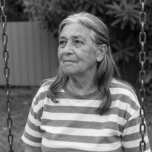 Contemplative Elderly Woman on a Swing