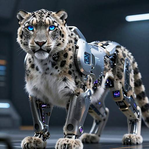 Futuristic Robotic Snow Leopard Sentinel
