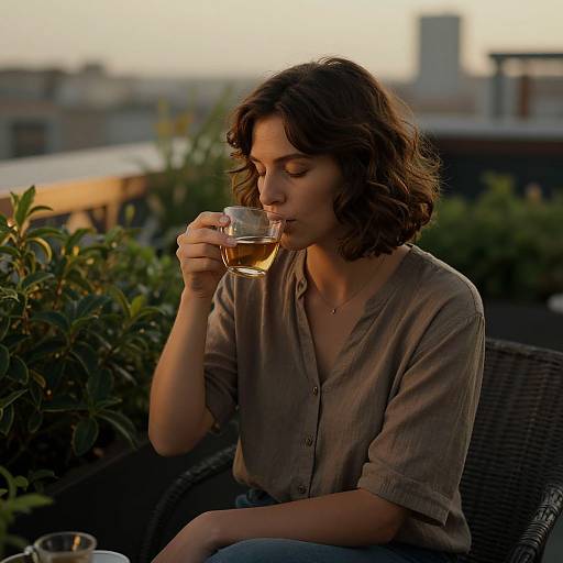 Woman with Wavy Undercut on Rooftop
