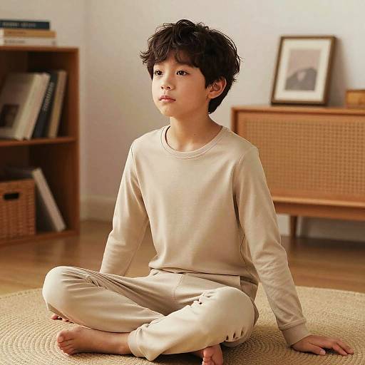 Cozy Indoor Boy in Warm Tones