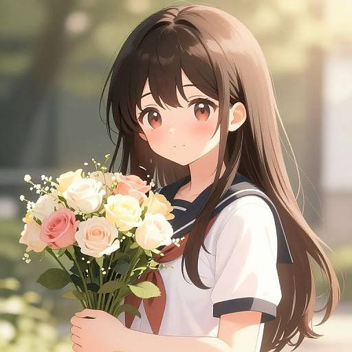 Sweet Anime Waifu Girl Illustration