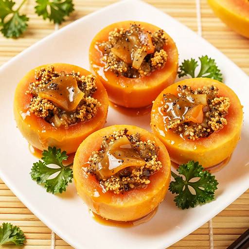 Baked Stuffed Papaya with Sauce