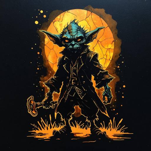 Intricate Silhouette of a Goblin Artwork