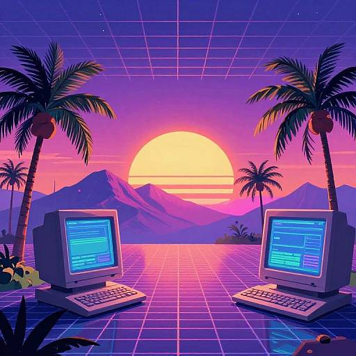 Retro Vaporwave Surreal Landscape