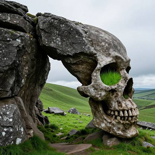 Skull Rock Archway with Lush Grass