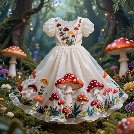 Enchanted Mushroom Embroidered Dress