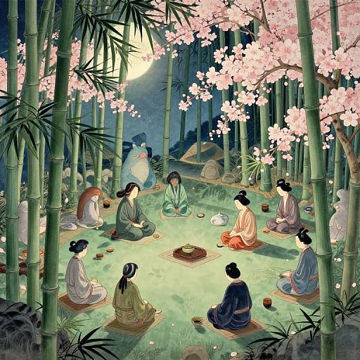 Surreal Ukiyo-e Tea Ceremony