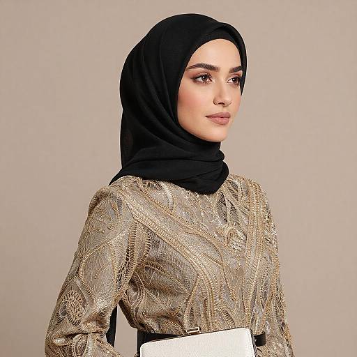 Elegant Woman in Black Hijab
