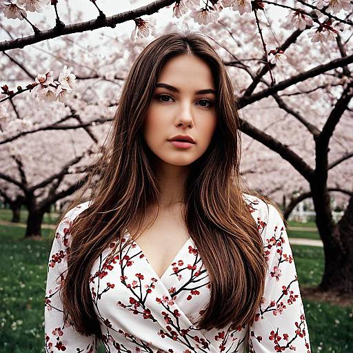 Photorealistic Spring Fashion with Cherry Blossoms
