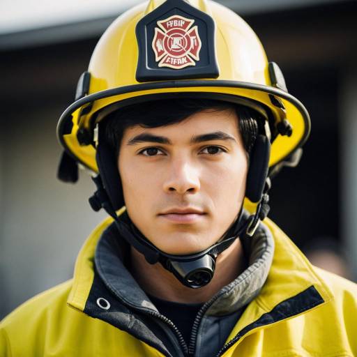Young Firefighter in Yellow Helmet and Jacket