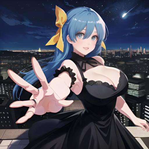 Aesthetic Anime Girl on City Rooftop