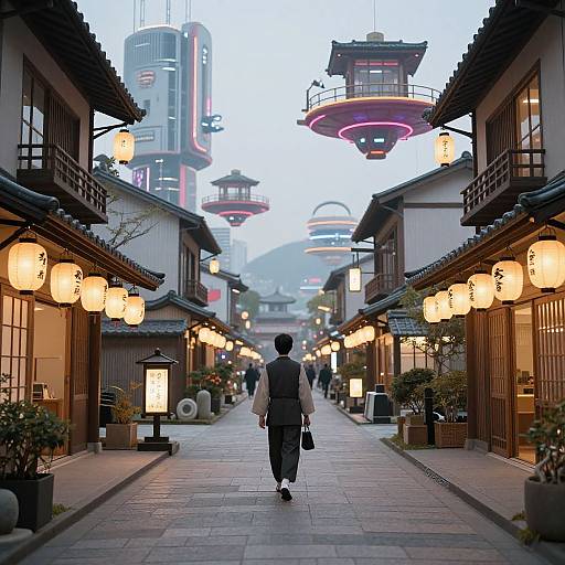 Futuristic Japanese Village Walk