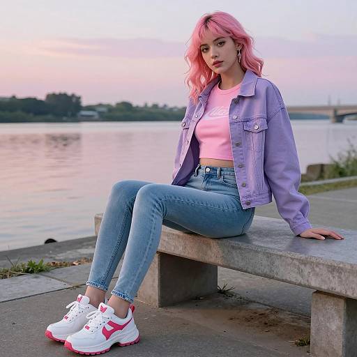 Petite Woman in Y2K Fashion by Riverwalk