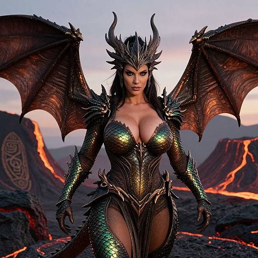 Dragon Queen Warrior in Volcanic Cave