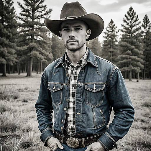 Classic Cowboy in Denim Jacket