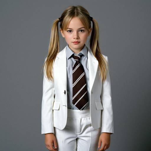 Young Girl in White Formal Suit
