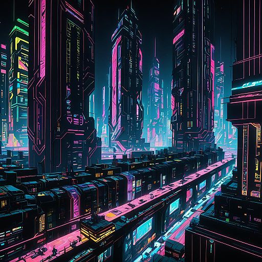 Neon-Lit Cyberpunk Cityscape Art Neon-Lit Cyberpunk Cityscape Art