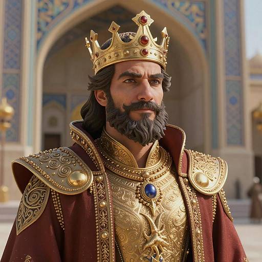 Regal King in Ornate Golden Armor