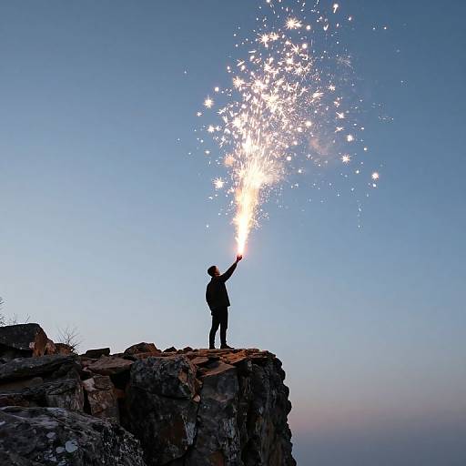 Solitary Figure Summoning Radiant Sparks