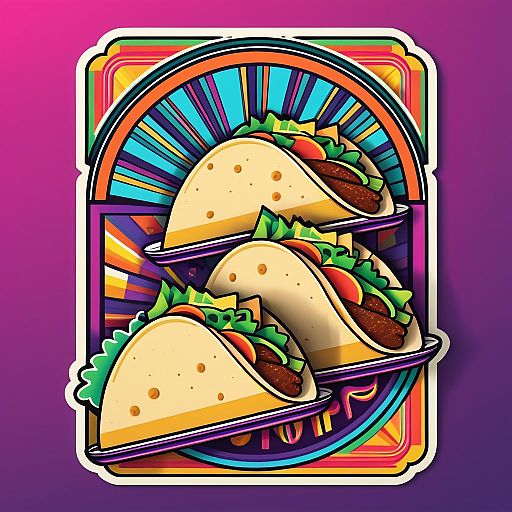 Vibrant Art Deco Taco Sticker Design Vibrant Art Deco Taco Sticker Design