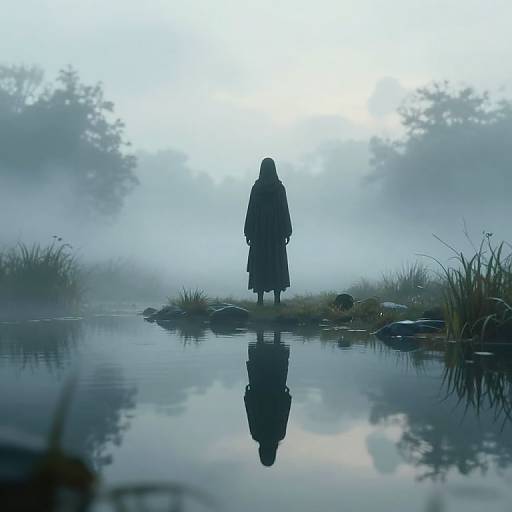 Ethereal Cyberpunk Misty Landscape